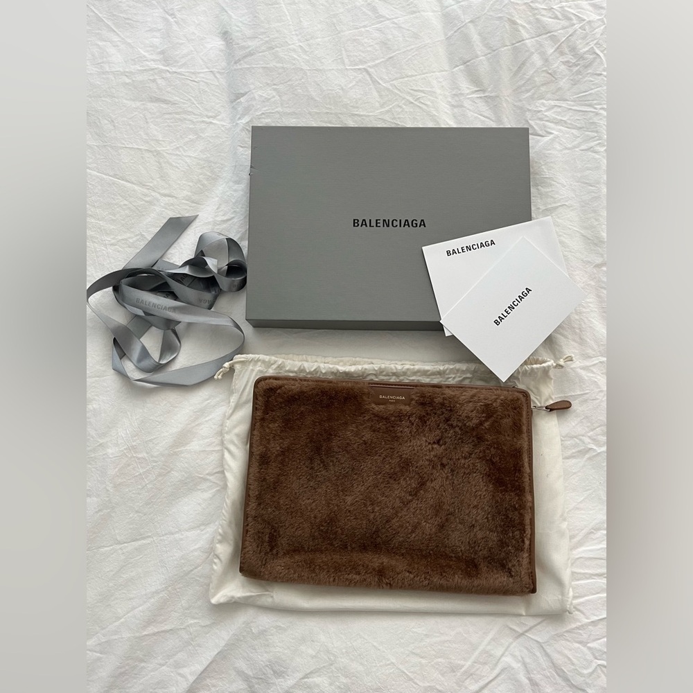 Balenciaga Shearling Bazar Pouch